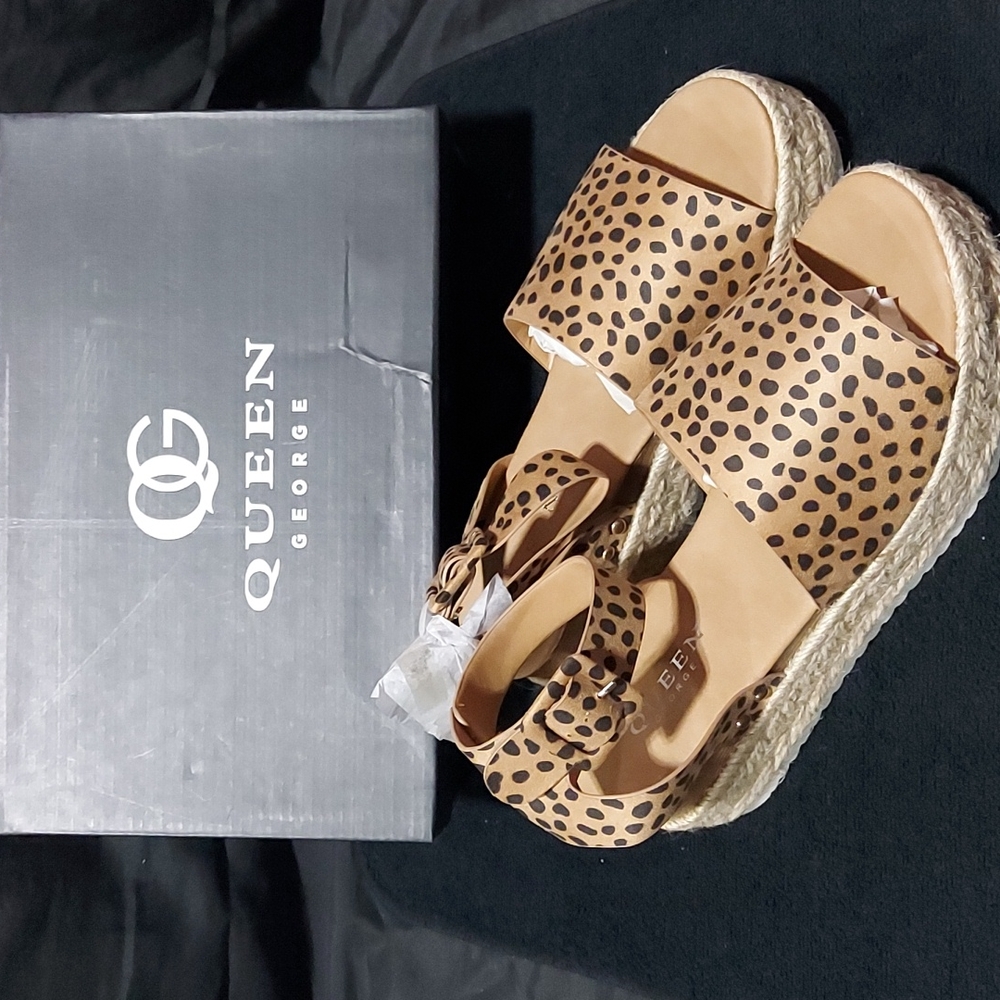 Queen George Trooper Leopard Platform Sandals "Various Sizes"